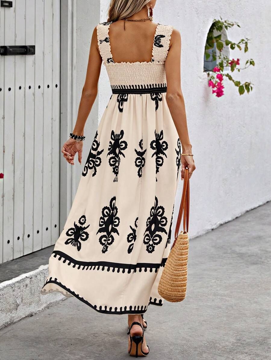 Zara - Apricotfarbenes ärmelloses Träger-Maxikleid