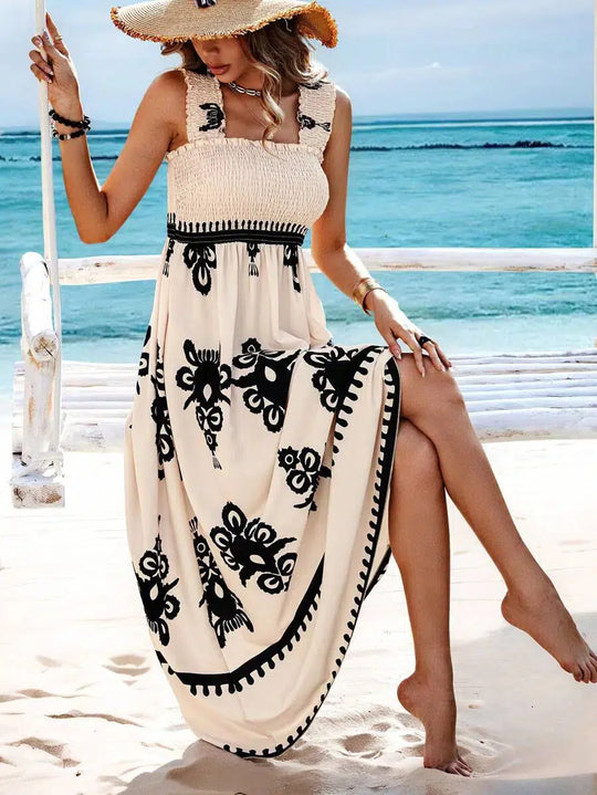 Zara - Apricotfarbenes ärmelloses Träger-Maxikleid