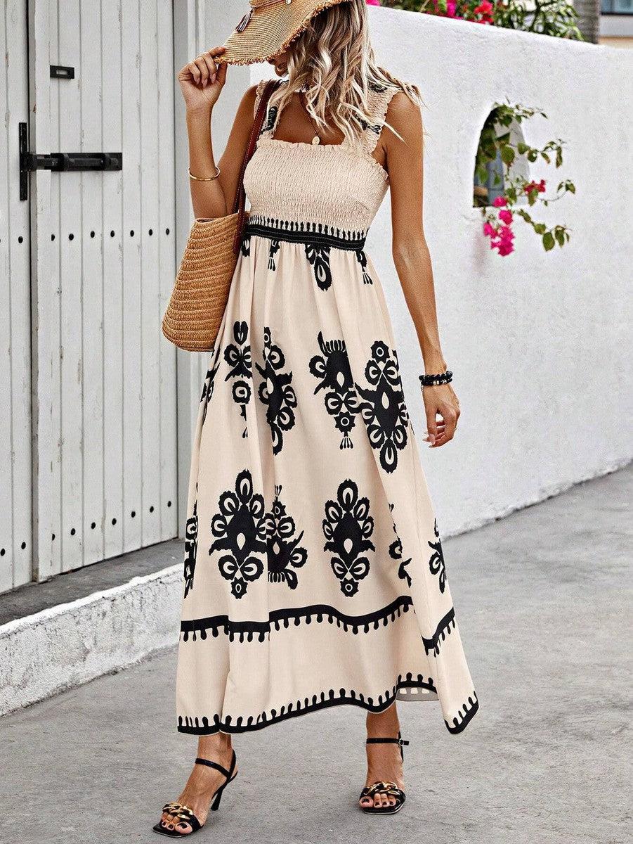 Zara - Apricotfarbenes ärmelloses Träger-Maxikleid
