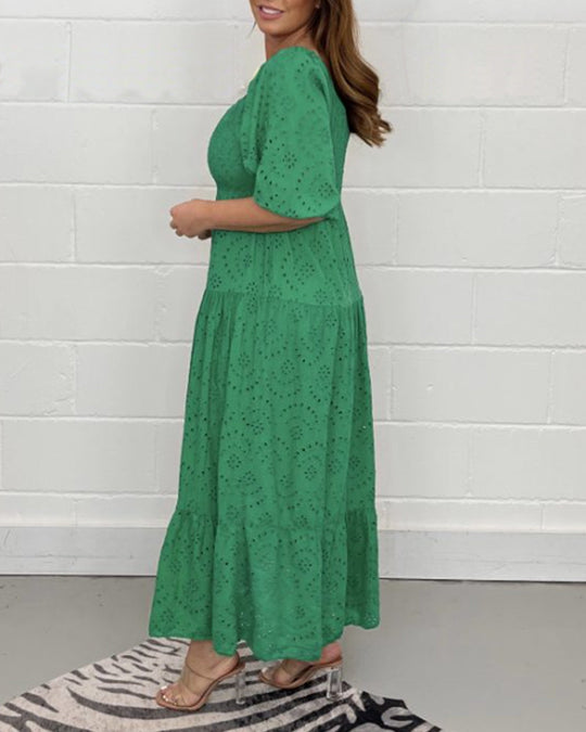 Gudrun | Elsie Elegant Eyelet Maxi Dress