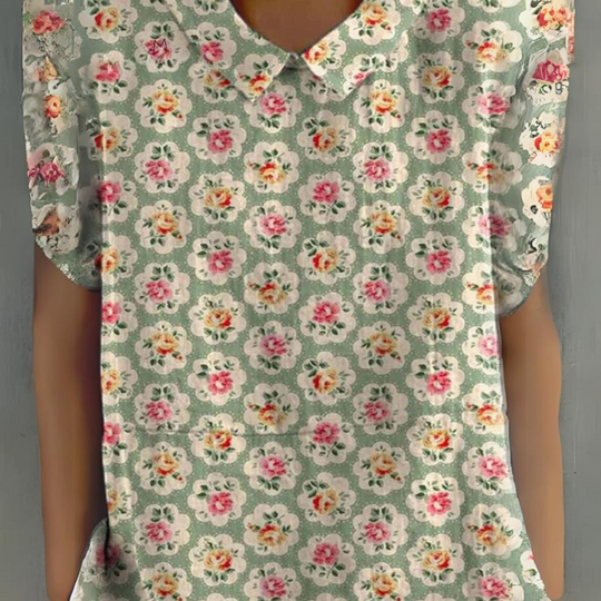 Lila | Lässiges T-Shirt mit Blumen im Vintage-Look für Frauen