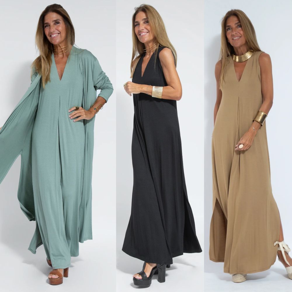 Solana - Ensemble bestehend aus einem langen, figurformenden Kleid und einer Weste