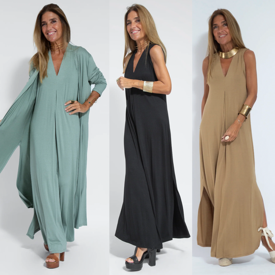 Solana - Ensemble bestehend aus einem langen, figurformenden Kleid und einer Weste