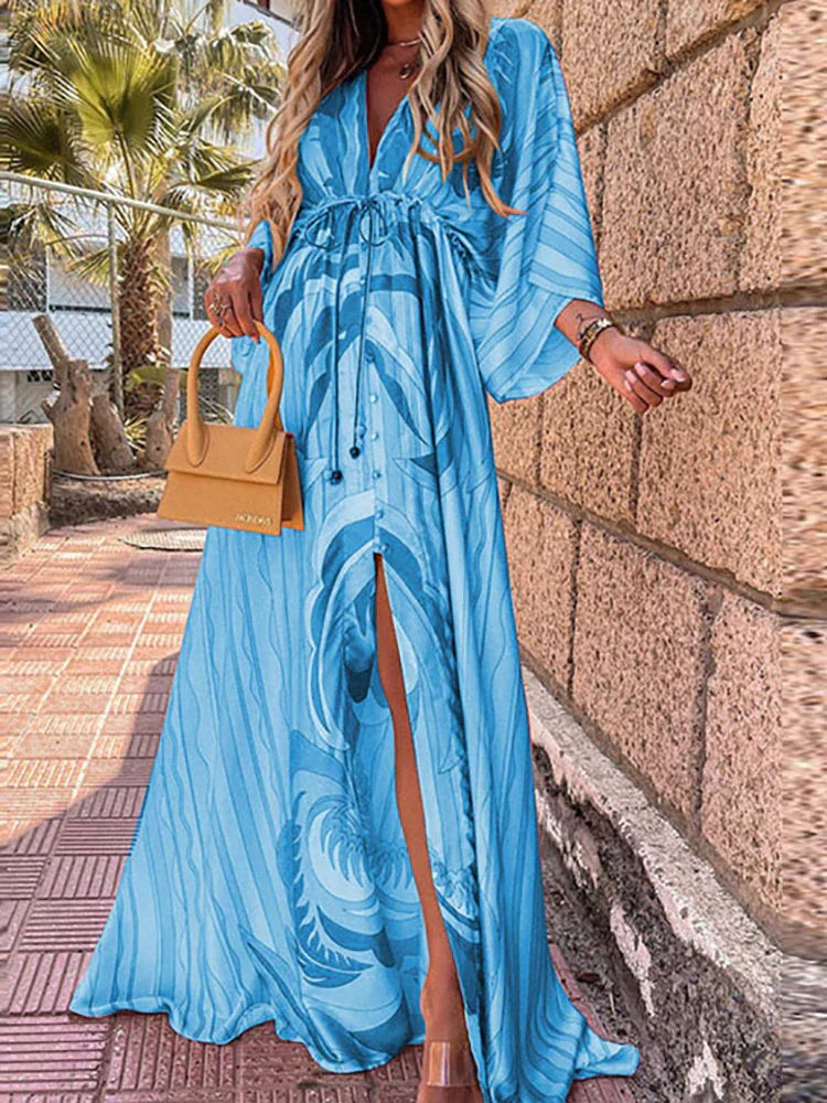 Kiana - Elegnat bedrucktes Beach Cover Up Kleid