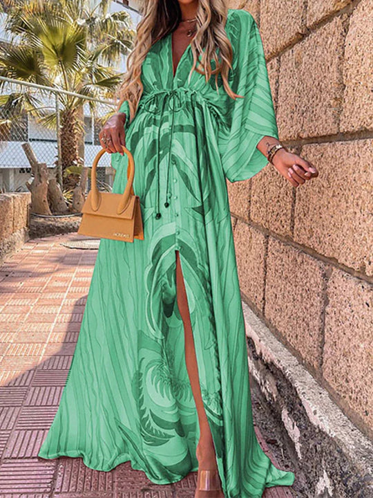 Kiana - Elegnat bedrucktes Beach Cover Up Kleid