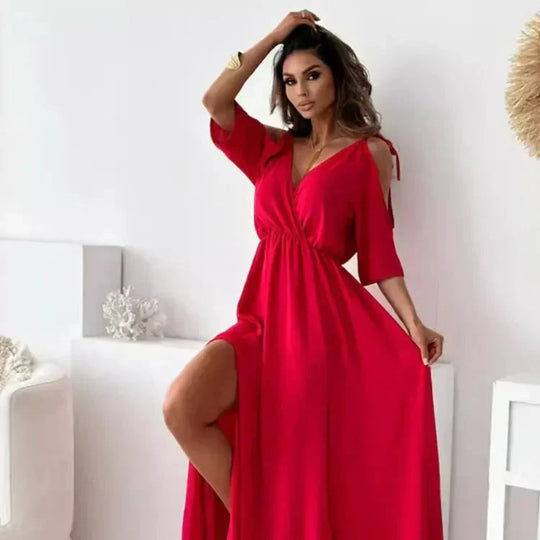 Lara | Elegantes Maxikleid mit kalten Schultern