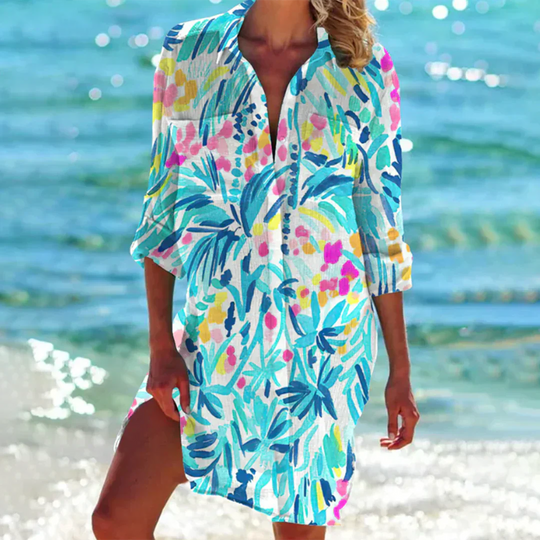 Silke | Elegantes Tie-Dye Kleid mit Knopfverschluss