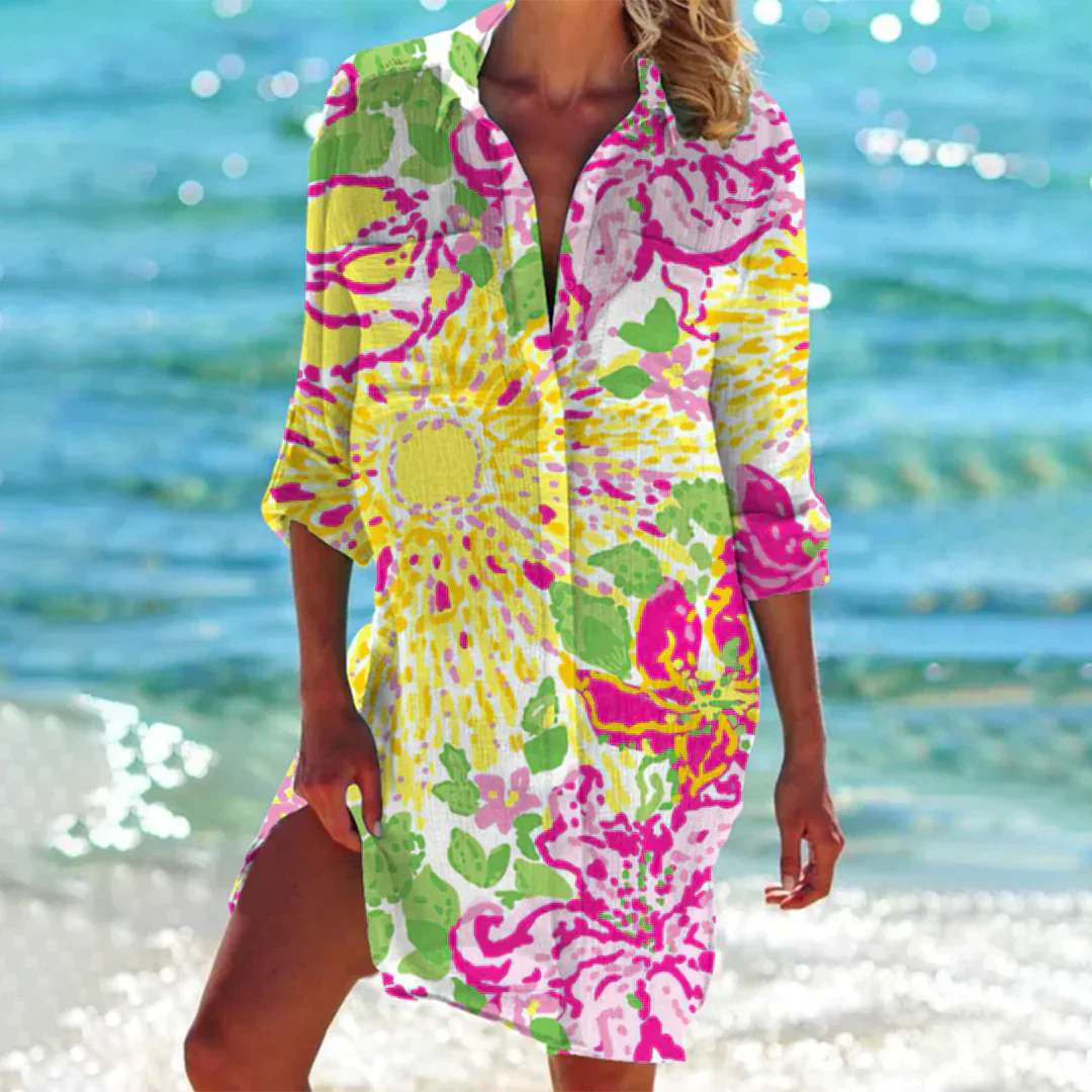 Silke | Elegantes Tie-Dye Kleid mit Knopfverschluss
