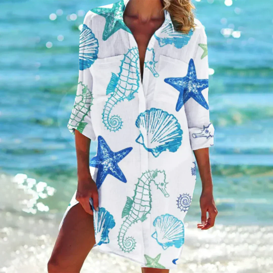 Silke | Elegantes Tie-Dye Kleid mit Knopfverschluss