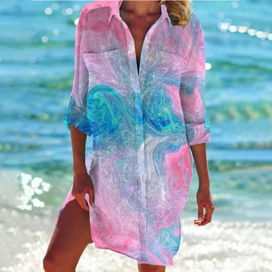Silke | Elegantes Tie-Dye Kleid mit Knopfverschluss