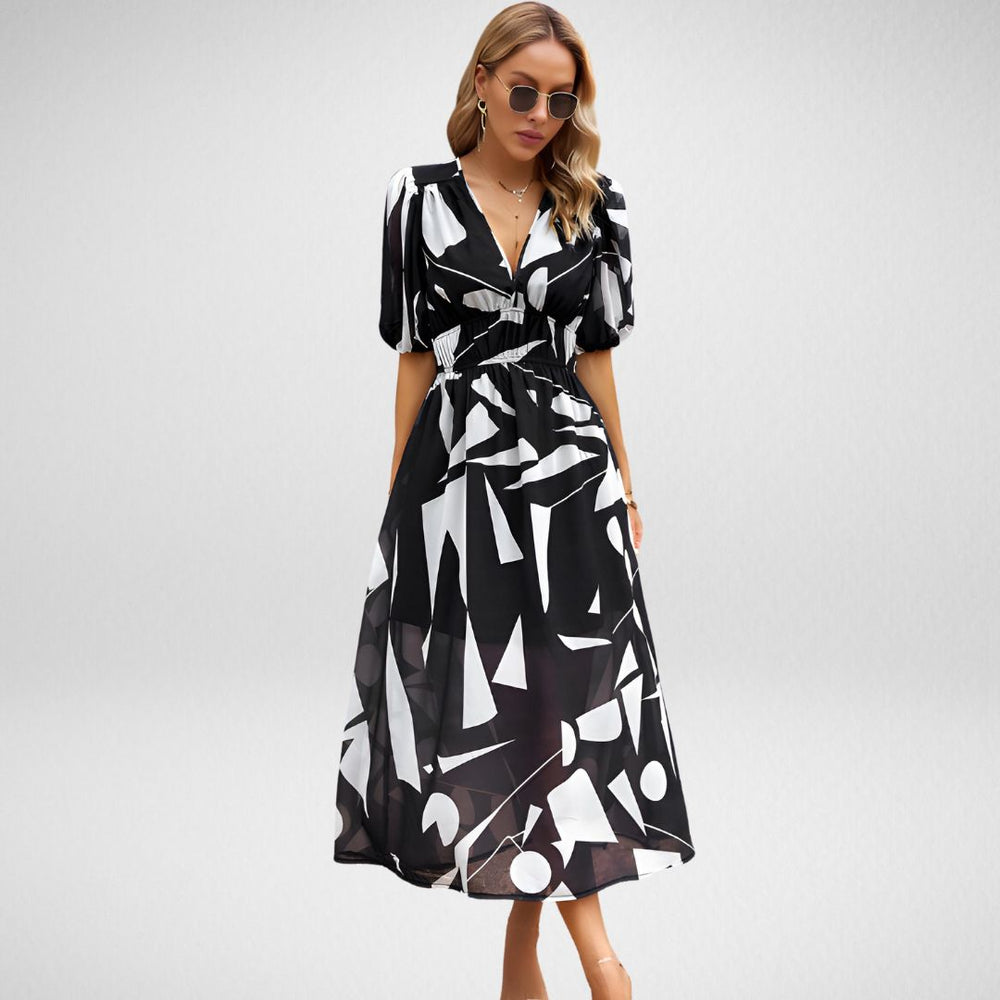 ELIZA | V-AUSSCHNITT PUFFÄRMEL CHARMANTES KLEID