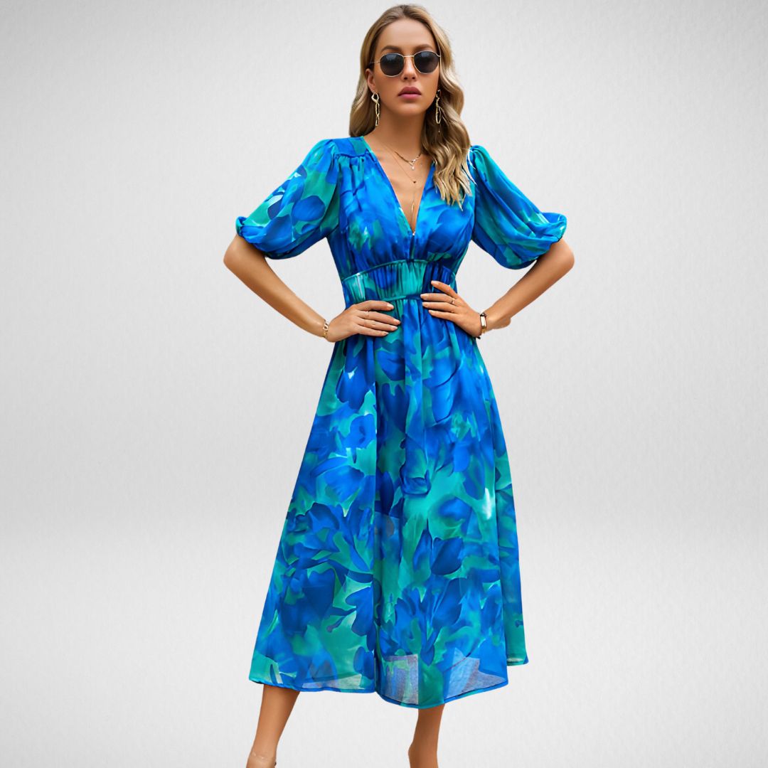 ELIZA | V-AUSSCHNITT PUFFÄRMEL CHARMANTES KLEID