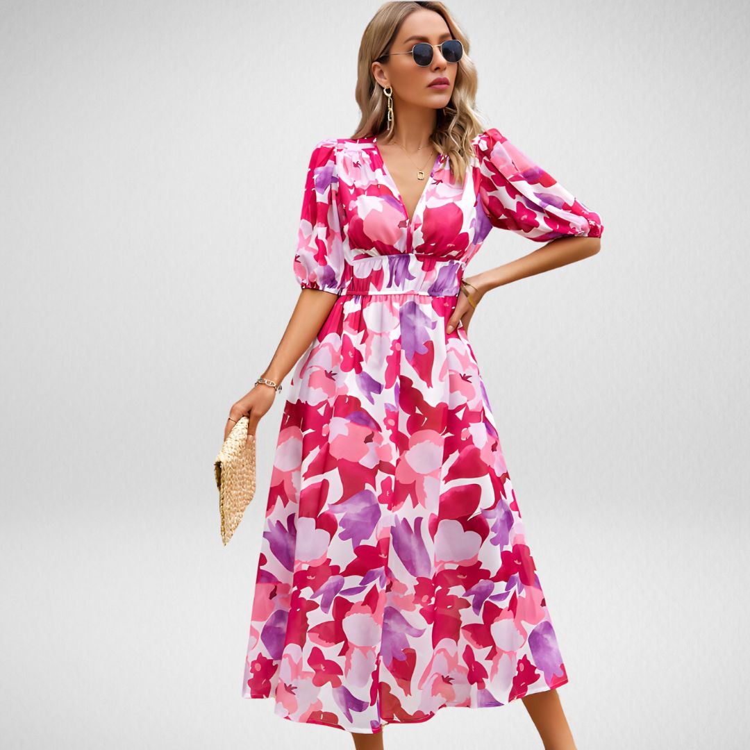ELIZA | V-AUSSCHNITT PUFFÄRMEL CHARMANTES KLEID