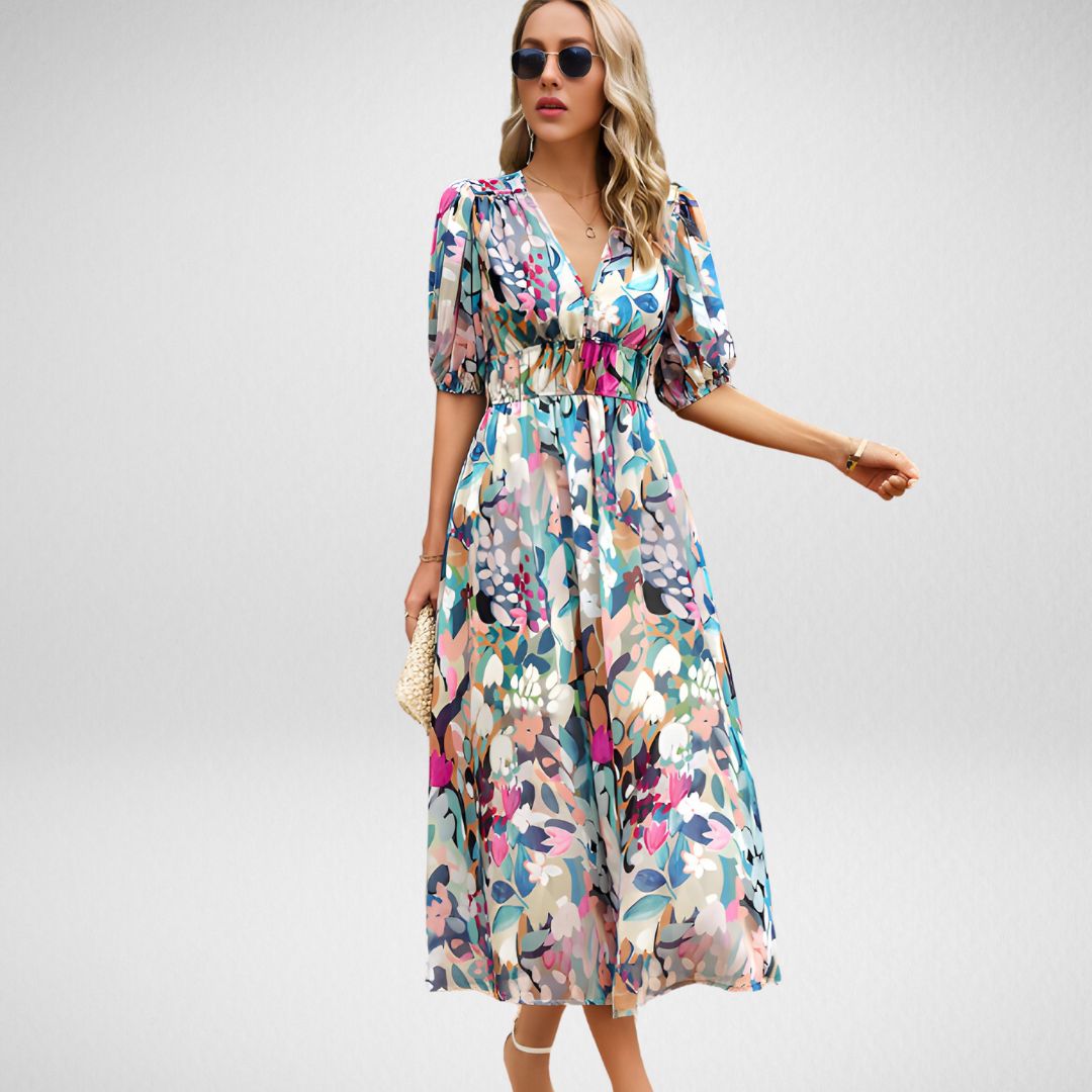 ELIZA | V-AUSSCHNITT PUFFÄRMEL CHARMANTES KLEID