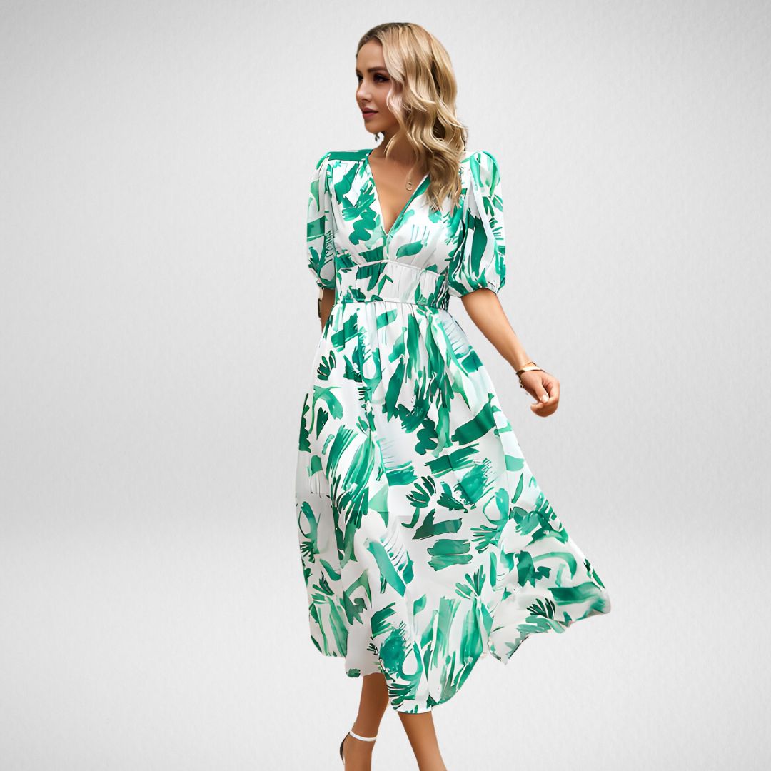 ELIZA | V-AUSSCHNITT PUFFÄRMEL CHARMANTES KLEID