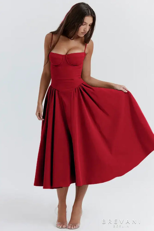 Ellie | Elegantes ärmelloses Midikleid mit Korsett