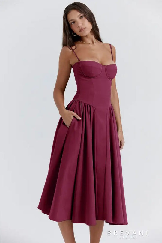 Ellie | Elegantes ärmelloses Midikleid mit Korsett
