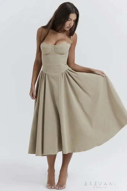 Ellie | Elegantes ärmelloses Midikleid mit Korsett