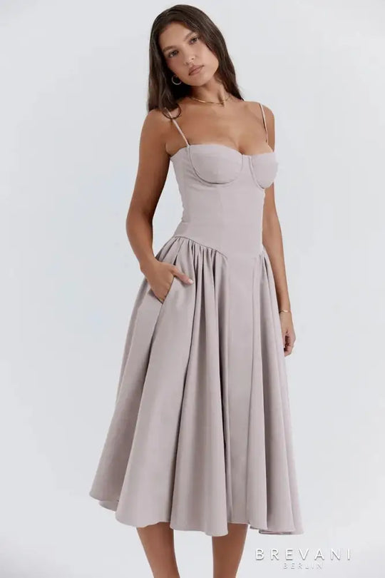 Ellie | Elegantes ärmelloses Midikleid mit Korsett