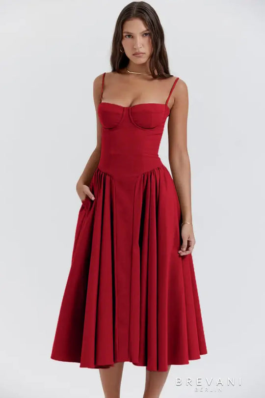 Ellie | Elegantes ärmelloses Midikleid mit Korsett