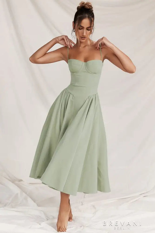 Ellie | Elegantes ärmelloses Midikleid mit Korsett