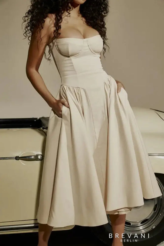 Ellie | Elegantes ärmelloses Midikleid mit Korsett