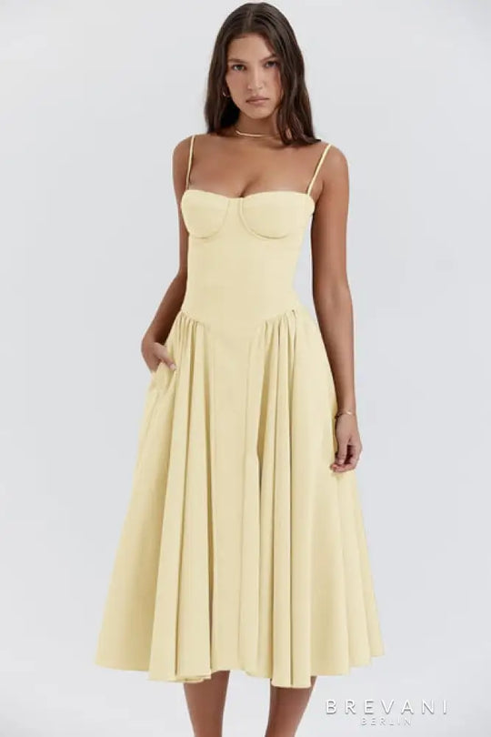Ellie | Elegantes ärmelloses Midikleid mit Korsett