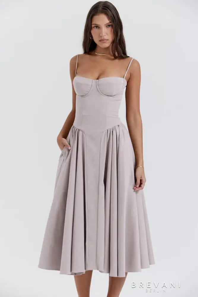 Ellie | Elegantes ärmelloses Midikleid mit Korsett