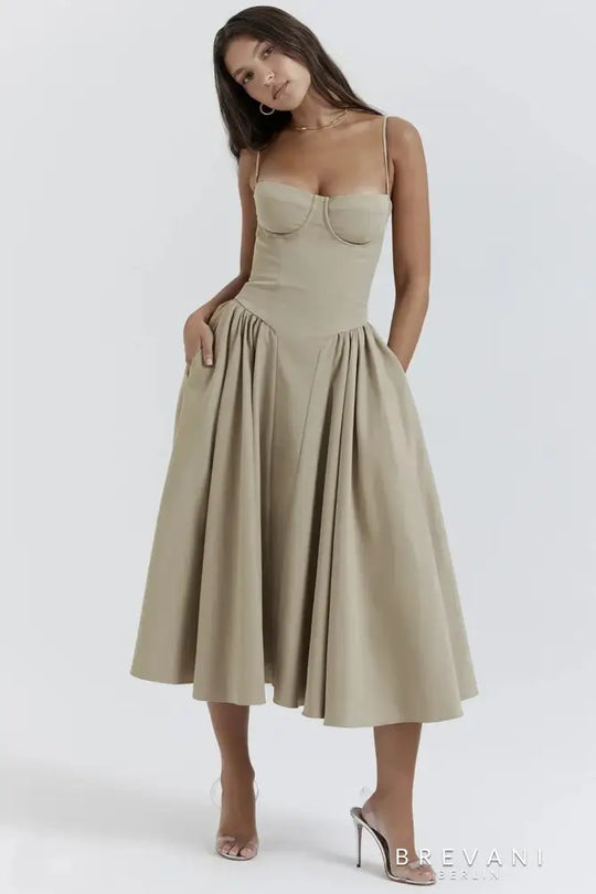 Ellie | Elegantes ärmelloses Midikleid mit Korsett