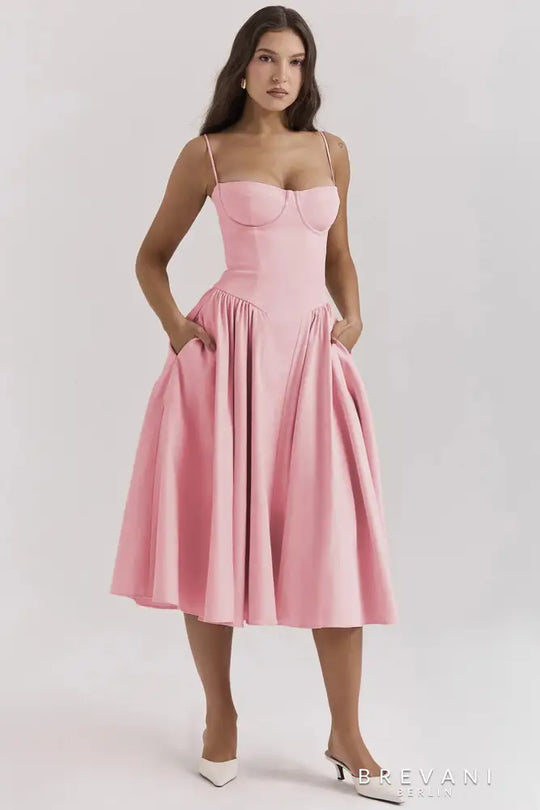 Ellie | Elegantes ärmelloses Midikleid mit Korsett