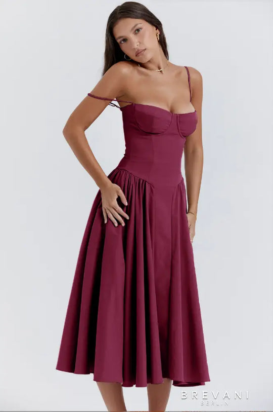 Ellie | Elegantes ärmelloses Midikleid mit Korsett